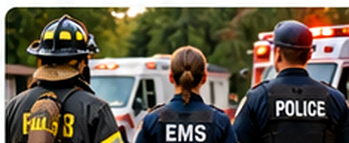 Illustration of firefighters, EMS and police first responders